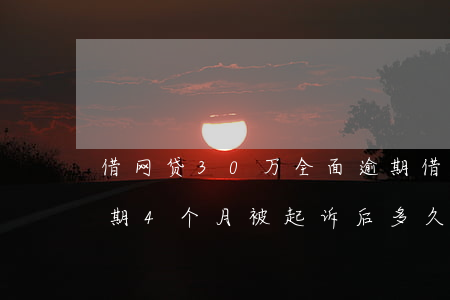 借网贷30万全面逾期(借网贷30万全面逾期4个月被起诉后多久坐牢)