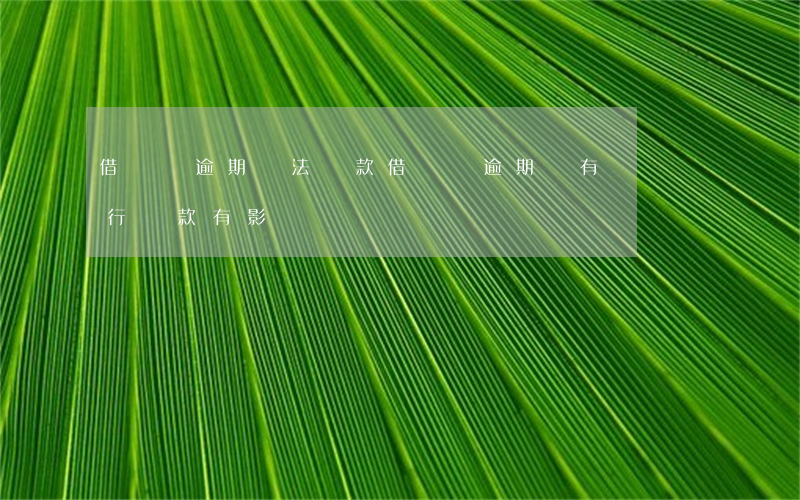 借貸寶逾期沒法還款(借貸寶逾期沒有還對銀行貸款有影響嗎)