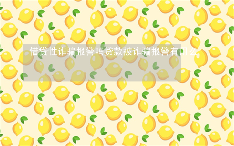 借贷性诈骗报警吗(贷款被诈骗报警有用么)
