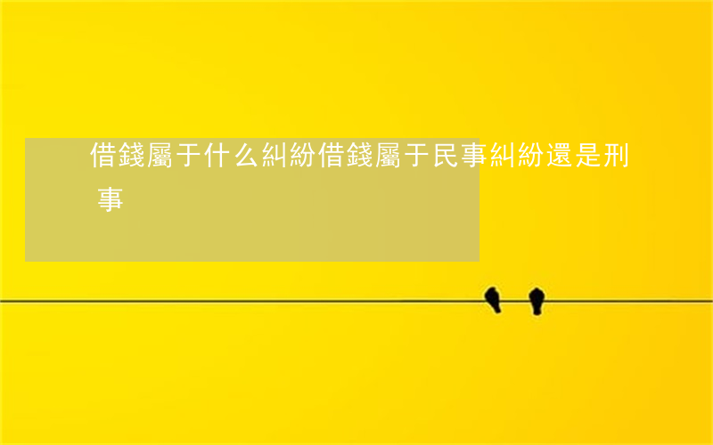 借錢屬于什么糾紛(借錢屬于民事糾紛還是刑事?)