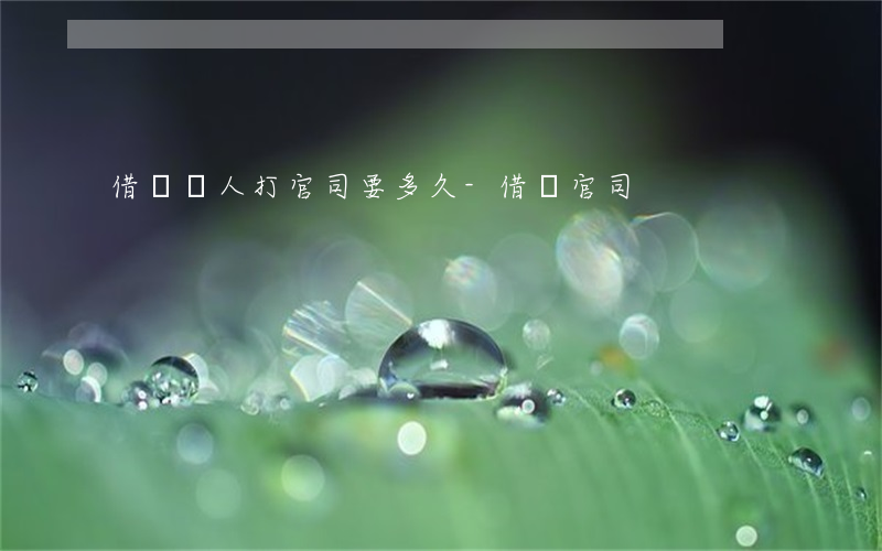 借錢給人打官司要多久-借錢 官司