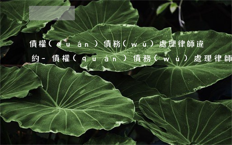 債權(quán)債務(wù)處理律師違約-債權(quán)債務(wù)處理律師違約案例