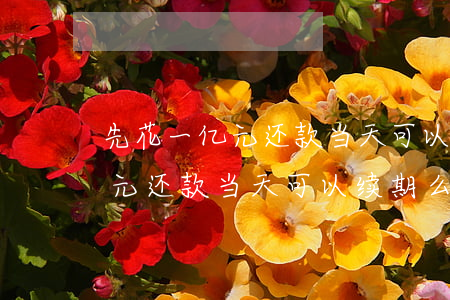 先花一亿元还款当天可以续期么-先花一亿元还款当天可以续期么吗