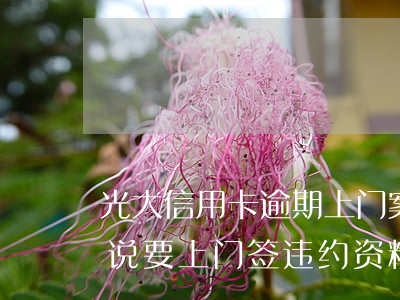 光大信用卡逾期上门案例-光大逾期一个月说要上门签违约资料