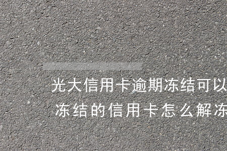 光大信用卡逾期冻结可以慢慢还嘛(光大逾期冻结的信用卡怎么解冻)