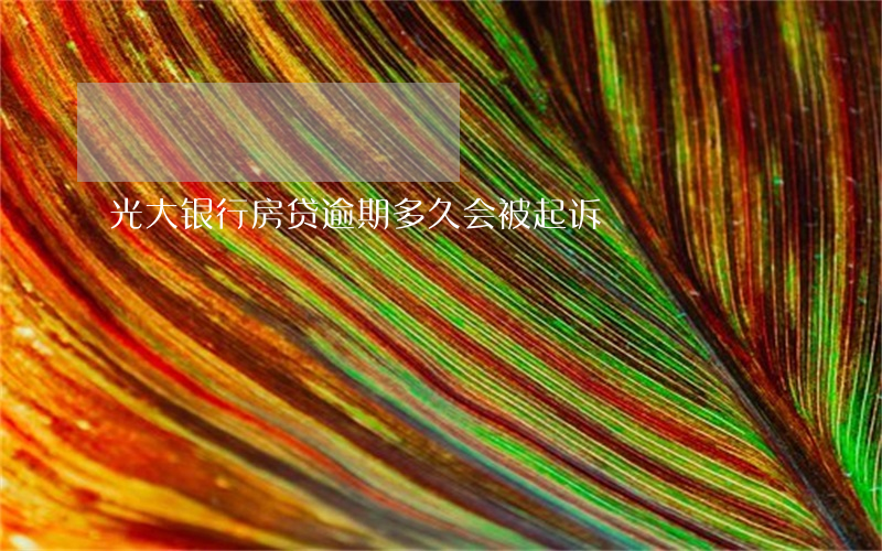 光大银行房贷逾期多久会被起诉