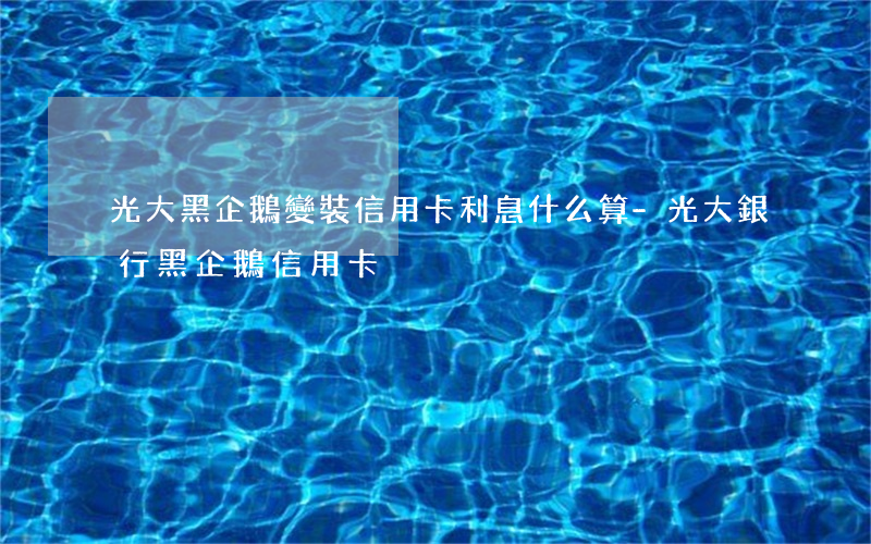 光大黑企鵝變裝信用卡利息什么算-光大銀行黑企鵝信用卡