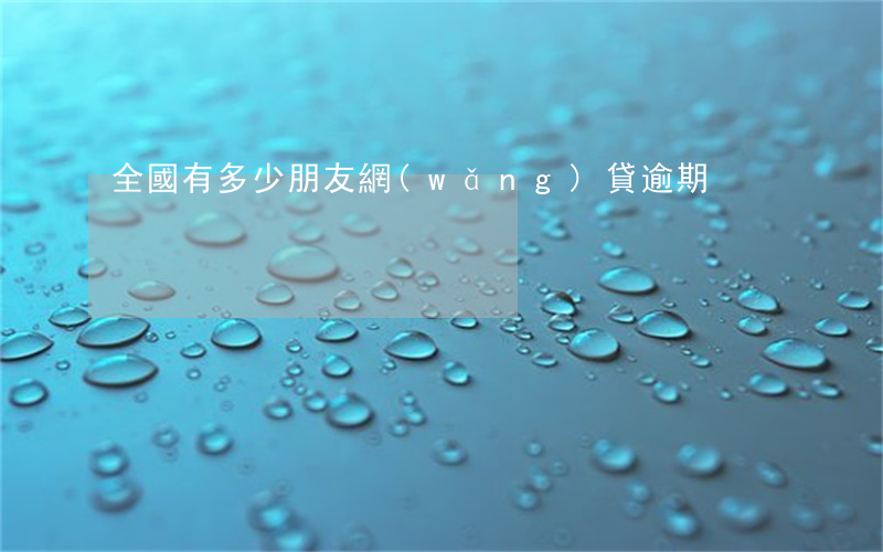全國有多少朋友網(wǎng)貸逾期