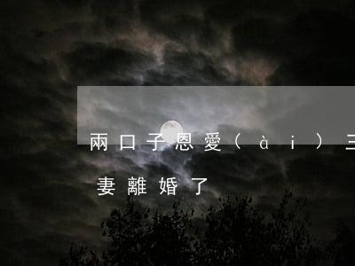 兩口子恩愛(ài)三十年后離婚(二十年夫妻 離婚了)