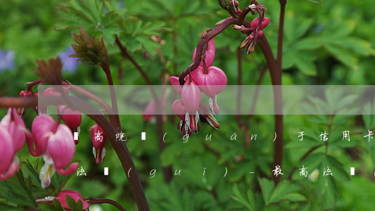 兩高院關(guān)于信用卡逾期還款的法規(guī)-最高法關(guān)于信用卡逾期的法律規(guī)定