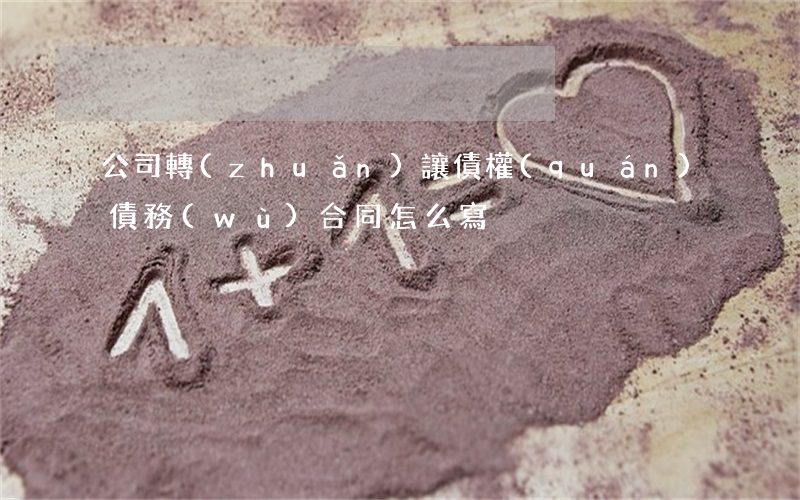 公司轉(zhuǎn)讓債權(quán)債務(wù)合同怎么寫
