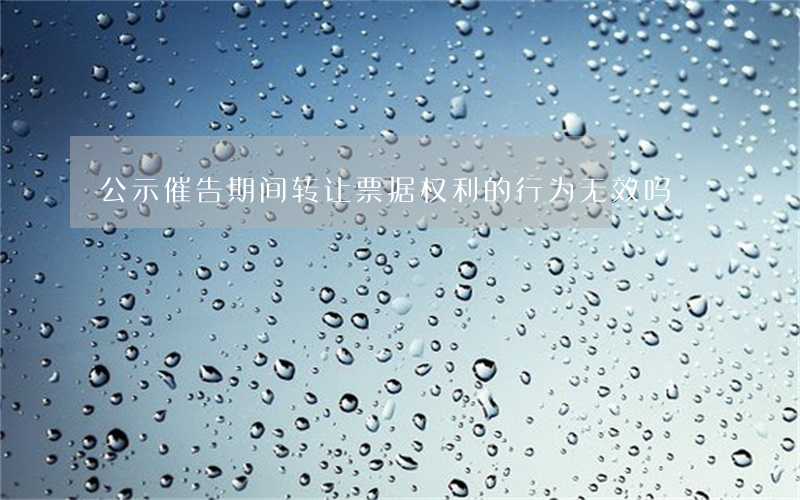 公示催告期间转让票据权利的行为无效吗