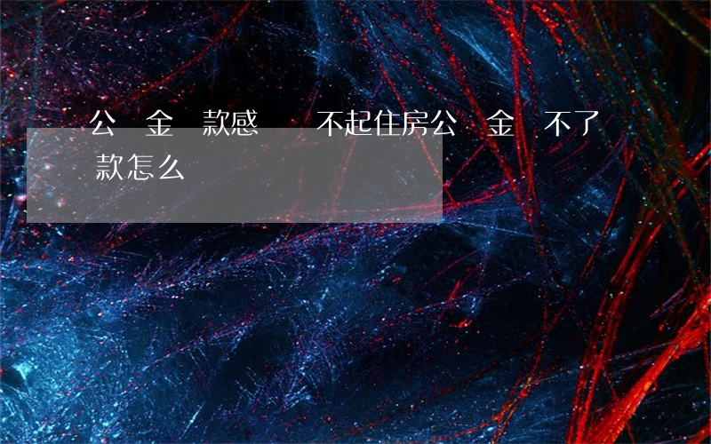 公積金貸款感覺還不起(住房公積金還不了貸款怎么辦)