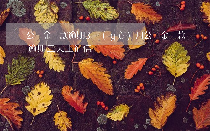 公積金貸款逾期3個(gè)月(公積金貸款逾期三天上征信)