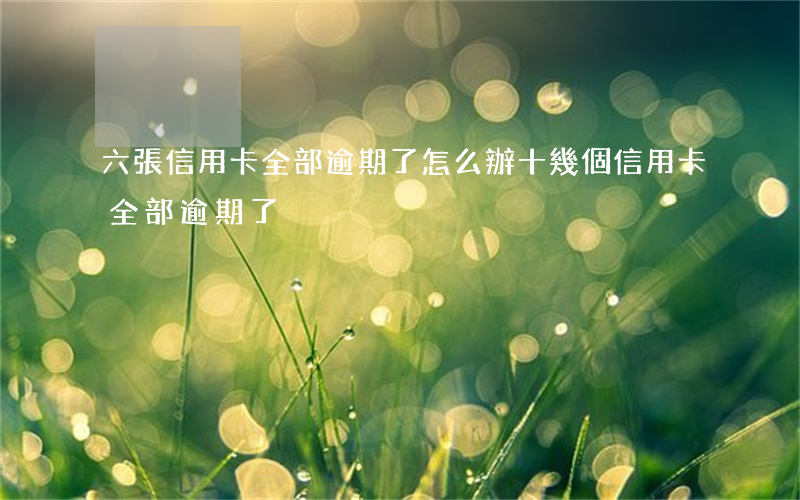六張信用卡全部逾期了怎么辦(十幾個信用卡全部逾期了)