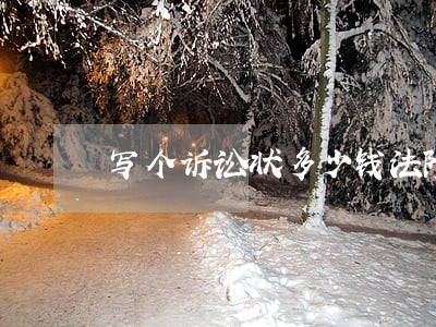 写个诉讼状多少钱(法院写诉讼状多少钱)