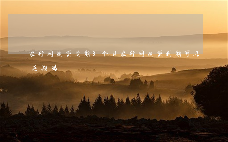 农行网捷贷逾期3个月(农行网捷贷到期可以延期吗)