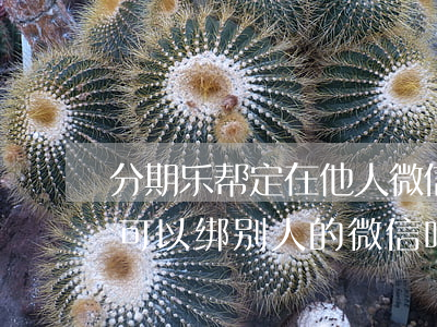 分期乐帮定在他人微信上可还款吗-分期乐可以绑别人的微信吗