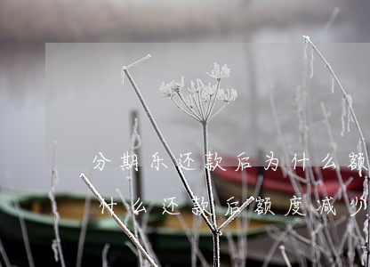分期乐还款后为什么额度降低了-分期乐为什么还款后额度减少了