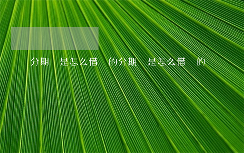 分期樂是怎么借錢的(分期樂是怎么借錢的)