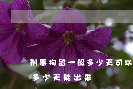 刑事拘留一般多少天可以出来(刑事拘留最长多少天能出来)