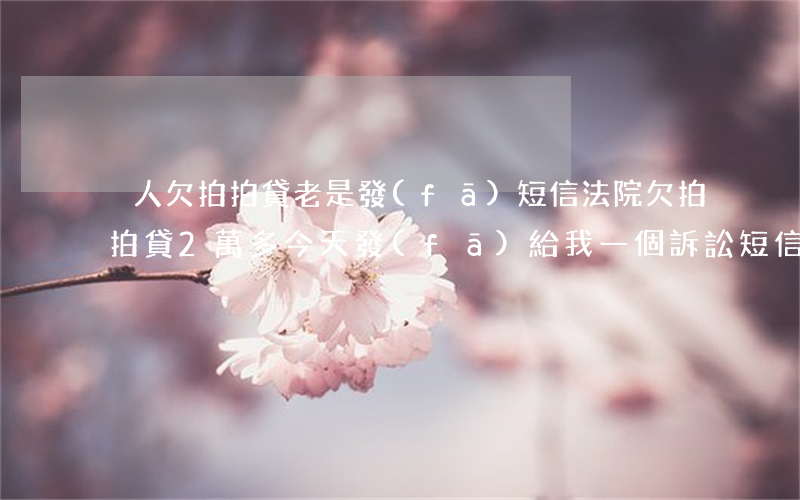 別人欠拍拍貸老是發(fā)短信法院(欠拍拍貸2萬多今天發(fā)給我一個訴訟短信)