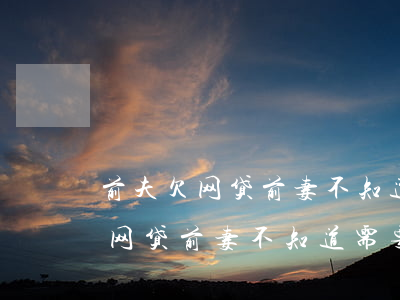 前夫欠网贷前妻不知道需要偿还吗-前夫欠网贷前妻不知道需要偿还吗怎么办