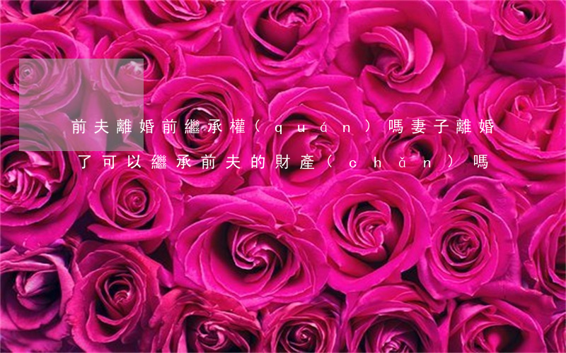 前夫離婚前繼承權(quán)嗎(妻子離婚了可以繼承前夫的財產(chǎn)嗎)