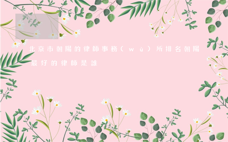 北京市朝陽的律師事務(wù)所排名(朝陽最好的律師是誰)