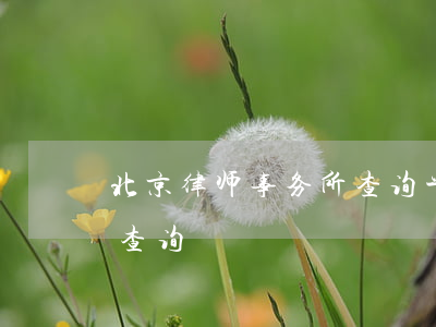 北京律师事务所查询平台(北京律师协会 律师查询)