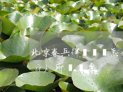 北京秦兵律師團隊怎么樣(秦兵律師事務(wù)所勝訴率)