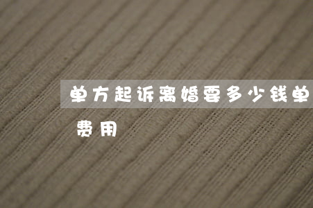 单方起诉离婚要多少钱(单方起诉离婚流程和费用)
