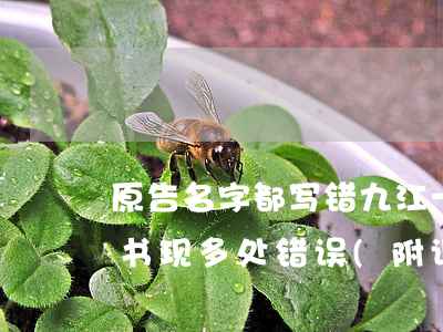 原告名字都写错！九江一法院作出的民事调解书现多处错误(附调解书原文)