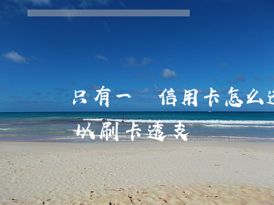 只有一張信用卡怎么透支(所有的信用卡都可以刷卡透支嗎)