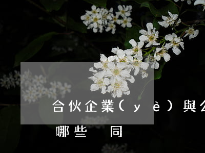 合伙企業(yè)與公司制企業(yè)有哪些異同