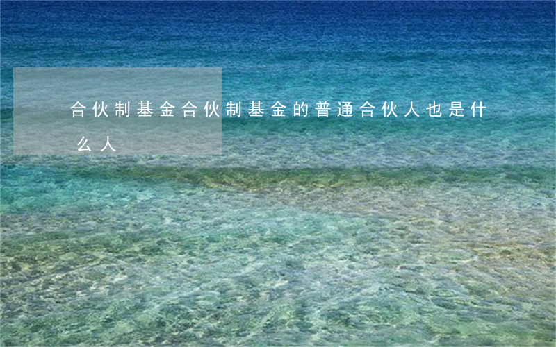 合伙制基金(合伙制基金的普通合伙人也是什么人)