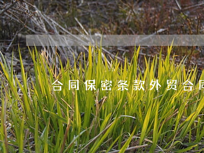 合同保密条款(外贸合同保密条款)