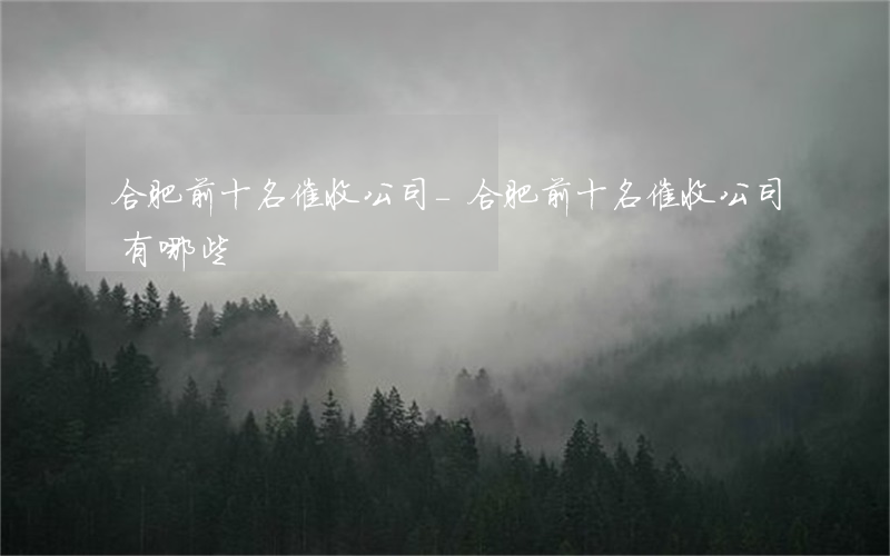 合肥前十名催收公司-合肥前十名催收公司有哪些
