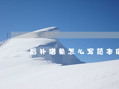 后补借条怎么写范本(借款后补写借条)