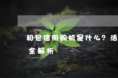 和包信用购机是什么？活动内容及参与方式全解析