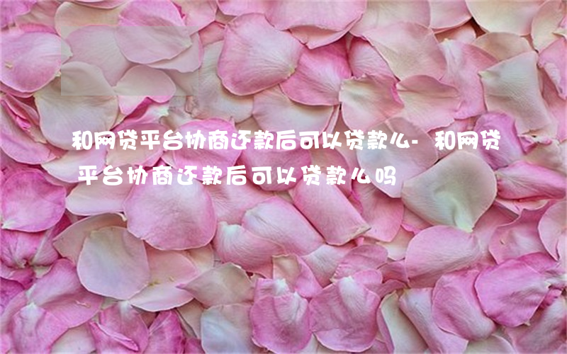 和网贷平台协商还款后可以贷款么-和网贷平台协商还款后可以贷款么吗