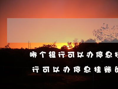 哪个银行可以办停息挂账的业务呢-哪个银行可以办停息挂账的业务呢知乎