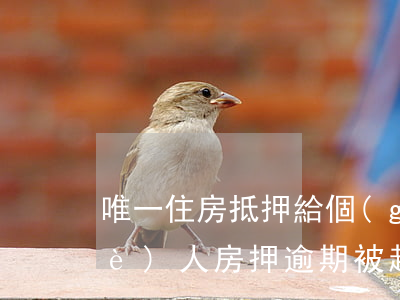 唯一住房抵押給個(gè)人逾期了（個(gè)人房押逾期被起訴）