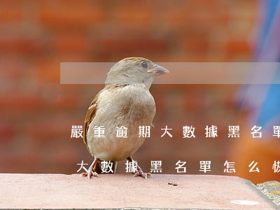 嚴重逾期大數據黑名單怎么恢復-嚴重逾期大數據黑名單怎么恢復正常