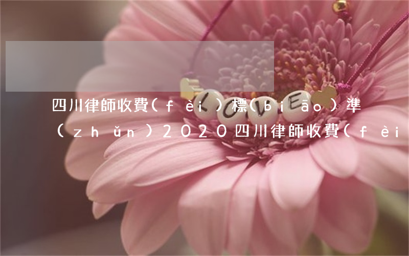 四川律師收費(fèi)標(biāo)準(zhǔn)2020(四川律師收費(fèi)標(biāo)準(zhǔn)2020年文件)