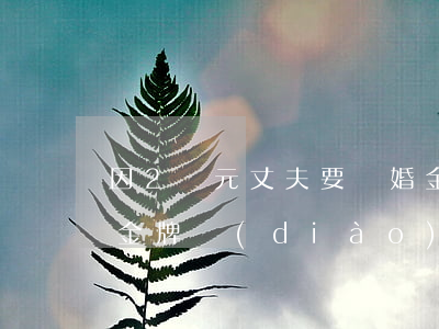 因2萬元丈夫要離婚金牌調(diào)解(金牌調(diào)解丈夫被監(jiān)管要離婚妻子要200萬)