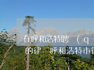 在呼和浩特聘請(qǐng)民事案件有名的律師(呼和浩特市律師)