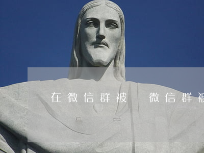 在微信群被罵（微信群被罵能起訴嗎）