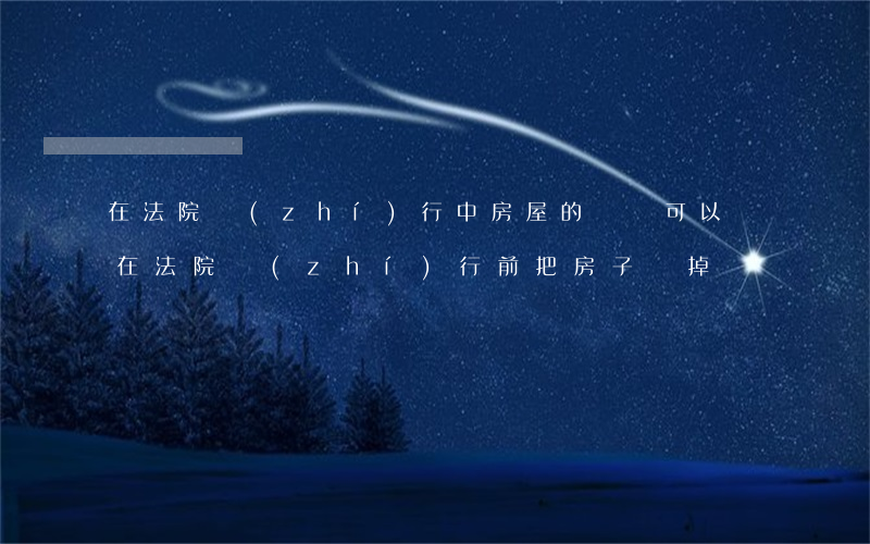 在法院執(zhí)行中房屋的買賣可以嗎(在法院執(zhí)行前把房子賣掉)