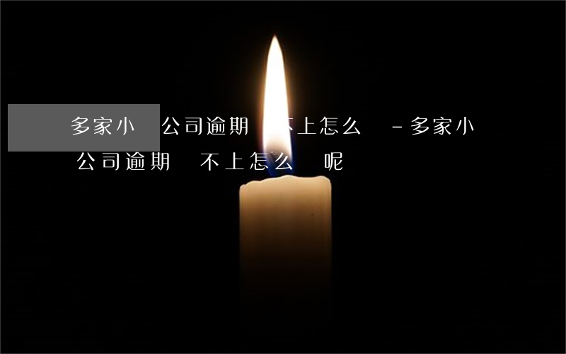 多家小貸公司逾期還不上怎么辦-多家小貸公司逾期還不上怎么辦呢